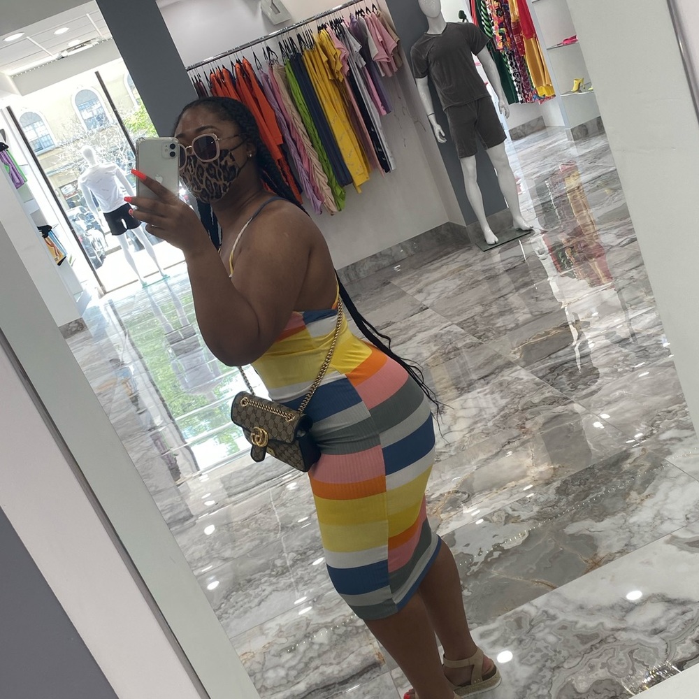 Stripped midi dress
